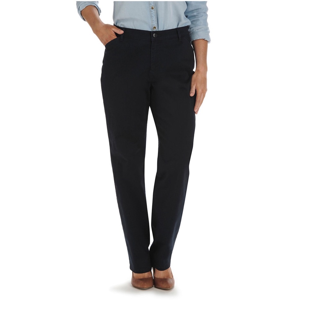 NWT Lee Relaxed Fit Straight-Leg Twill Pants Blue Size 18 Long